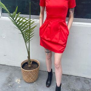 ❤️ French Connection Red Cotton Mini Dress - British Chic! ❤️